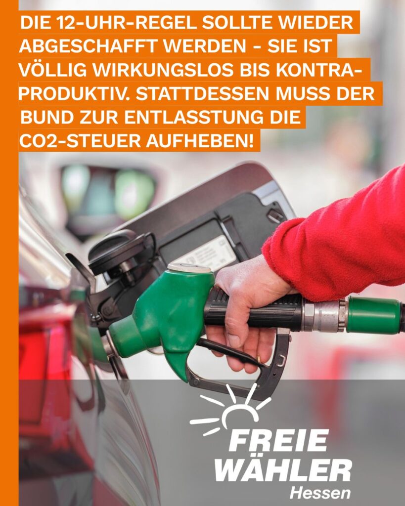 Wirkungslose 12-Uhr-Regel abschaffen, CO2-Steuer aufheben!
